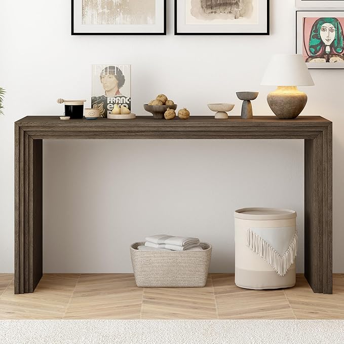 Modern Farmhouse Entryway Console Table 59.2-Inch Entry Sofa Table for Living Room Entrance Hallway Furniture (Natural)