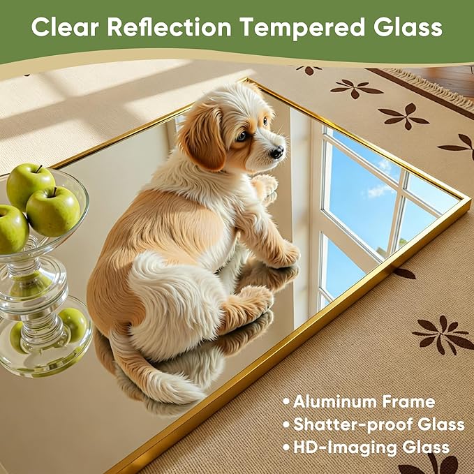 Full Length Mirror, 76"x34" Full Body Mirror, Floor Mirrors with Stand, Body Mirrors Standing Hanging Leaning Against Wall,Aluminum Frame Mirrors for Bedroom Cloakroom,Living Room,Gold