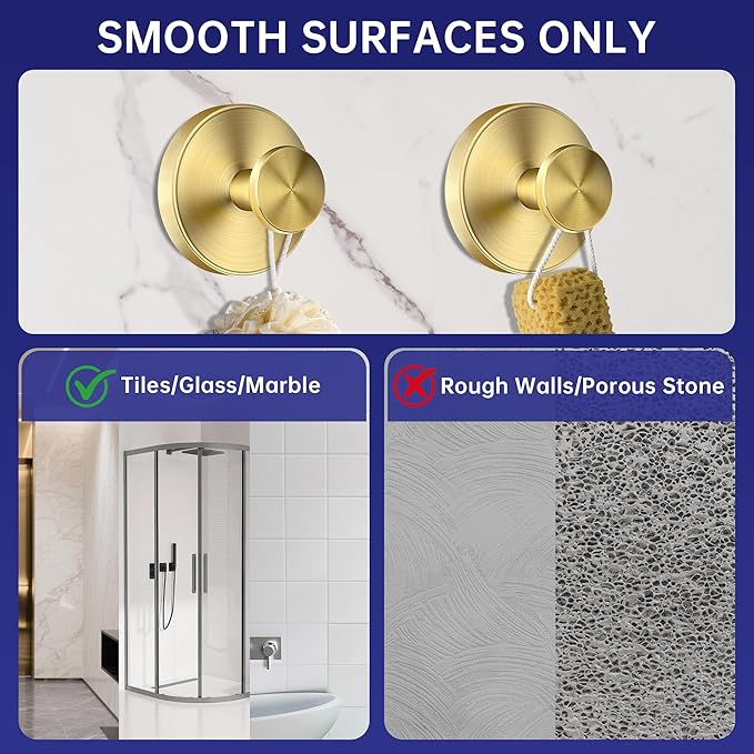luckin smile Suction Cup Hooks for Shower, No-Drill Removable Towel Hook for Bathrooms, Shower Hooks, Suitable for Bathrooms, Kitchens, Windows, Glass, Powerful Suction Cup Hook