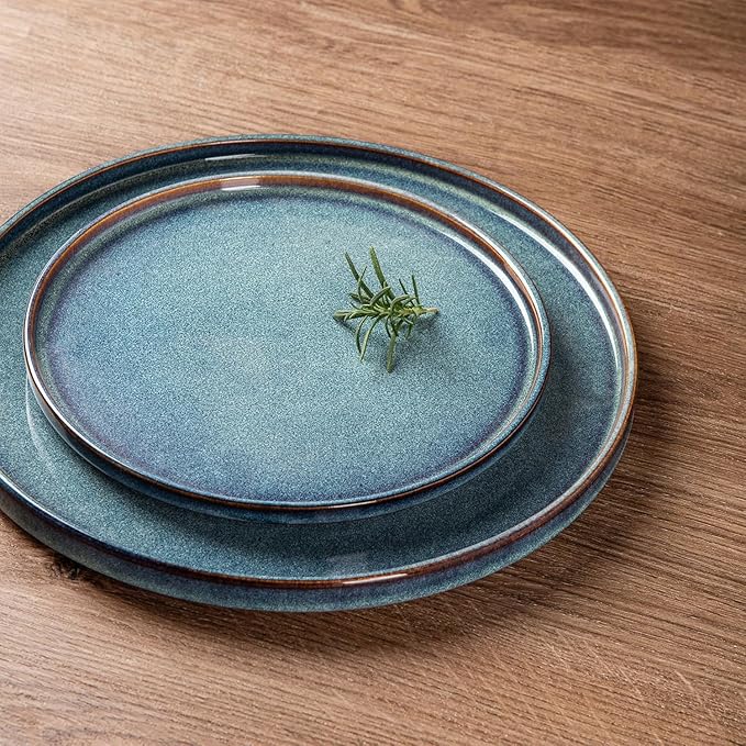 AmorArc Ceramic Dinnerware Sets for 4,Round Reactive Glaze Stoneware Plates and Bowls Set,Highly Scrath Resistant Dishware | Dishwasher & Microwave Safe Dishes Set,Service for 4 (12pc)