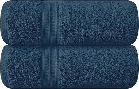 BOUTIQUO Cotton 2 Pack Oversized Bath Towel Set, Large Bath Towels 27x54, Ultra Soft, Absorbent, Compact, Quick Drying and Lightweight, Eco-Friendly and 100% Recyclable Towel Set - Mineral Blue