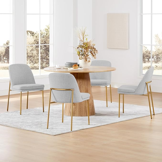 CHITA Modern Dining Chairs Set of 3, FSC Certified Metal Dining Chair for Dining Room, Light Gray