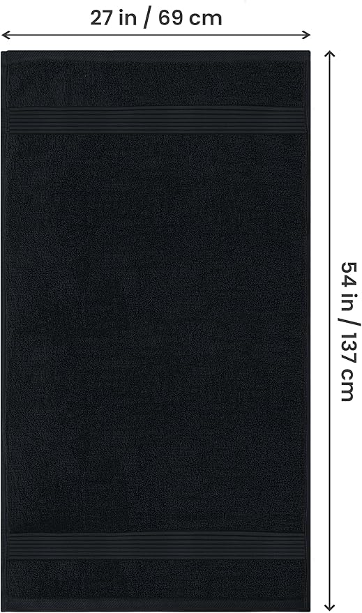 Utopia Towels Luxurious Bath Towels Set, 4 Pack, 27 x 54 Inches – 100% Ring Spun Cotton, Thick, Plush, and Fast-Drying, Designed for Premium Hotels, Spas, and Homes, Black
