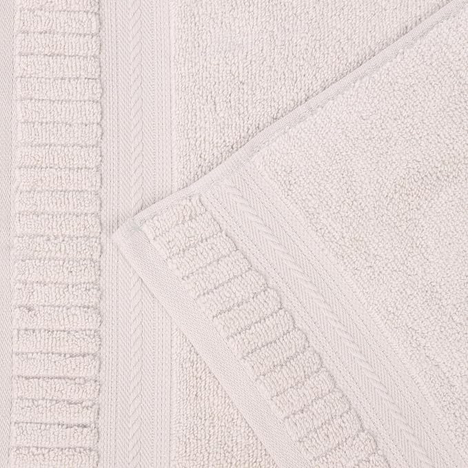 Superior Venice Zero Twist Cotton Medium Weight Towels, for Guest Bath, Bathroom, Shower, Spa, Plush Towels, Bath Essentials, Ribbed Textured Border, 3 Piece Assorted Towel Set, Silver