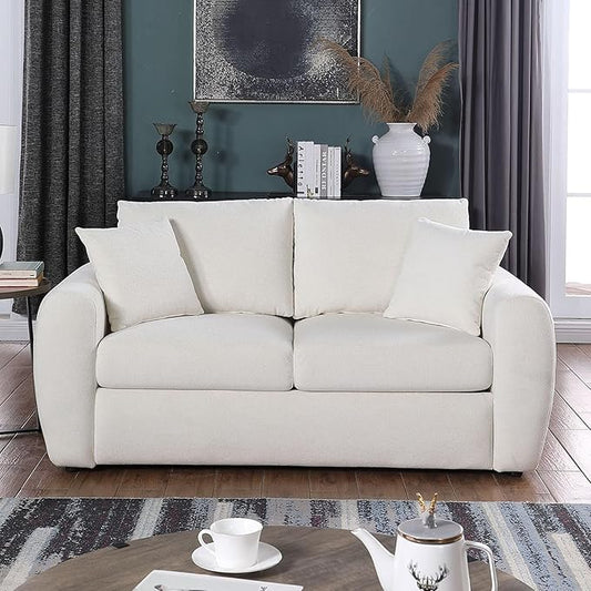 66.5" Oversize Loveseat Sofa, Chenille Loveseat, Modern Loveseat Couch with Wide Armerest, Cloud Sofa for Living Room, Bedroom and Office, Beige