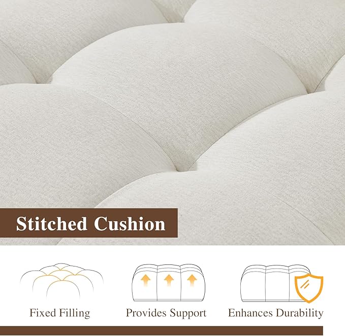 Cloud Sectional Couch for Living Room,Linen Modular Oversized Sofa,Deep Seat Sofas,Down Filled Couches for Apartment,Cream White