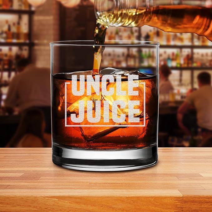 Uncle Juice Whiskey Glass - Great Gift for Uncles - Special Uncle Rock Glass for Birthday Father’s Day Christmas