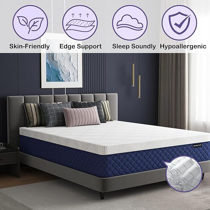 Queen Mattresses, 10 Inch Hybrid Queen Mattress in a Box, Memory Foam and Individual Pocket Spring Breathable Comfort for Sleep Supportive and Pressure Relief, CertiPUR-US, 60"*80"*10"