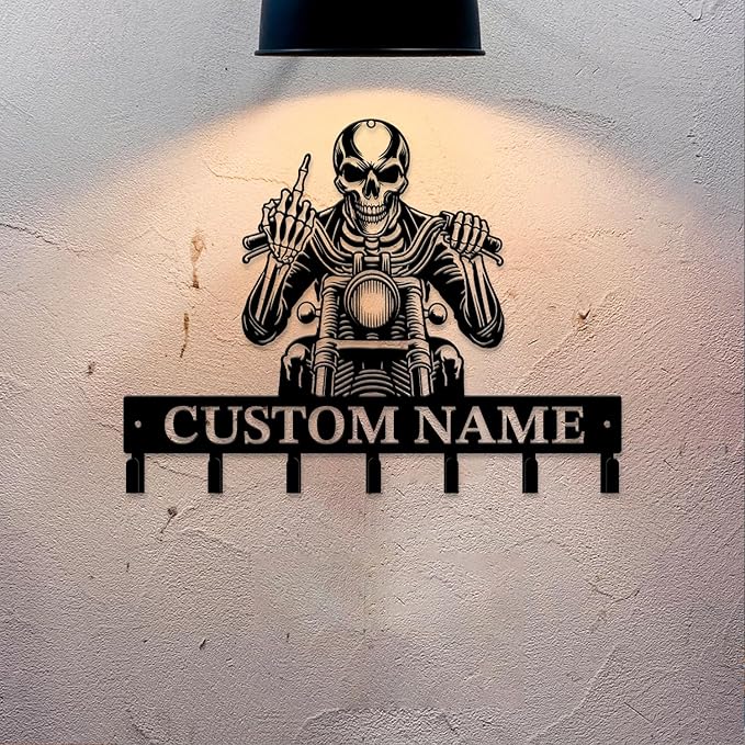 Personalized Custom Name Motorcycle Keys Hooks,Metal Motorcycle Art Clothes Keys Hooks,Metal Motorcycle Lover Wall Home Storage Decorative Keys Hooks,Key Holder Hooks for Wall (Style I)