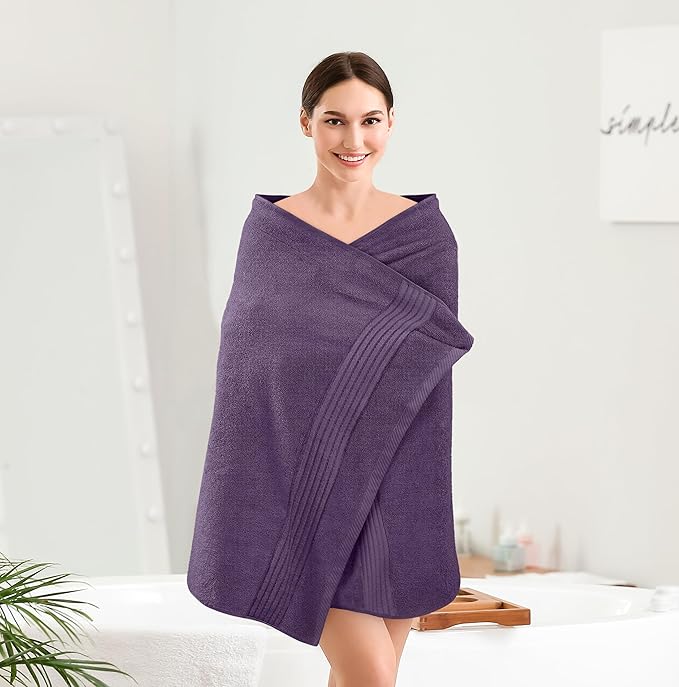 Utopia Towels Luxurious Bath Towels Set, 4 Pack, 27 x 54 Inches – 100% Ring Spun Cotton, Thick, Plush, and Fast-Drying, Designed for Premium Hotels, Spas, and Homes, Plum
