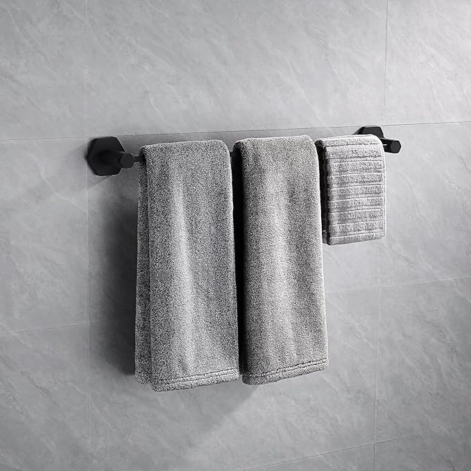 GERZWY 24-Inch Single Towel Bar, Bathroom Towel Holder, Wall Mounted SUS304 Stainless Steel Towel Rack, Matte Black