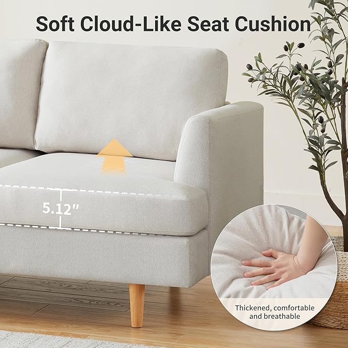 Loveseat Sofa 56" Mid Century Modern Small Couches for Small Spaces Love Seat with 2-Seat Upholstered Cushion Sofa Couches for Bedroom, Living Room, Apartment, Office (Beige)