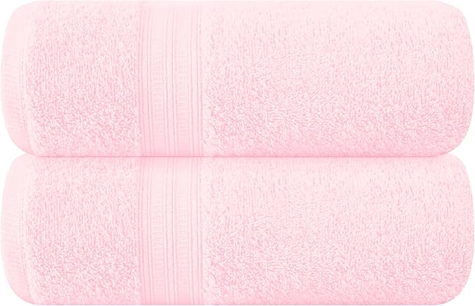 BOUTIQUO Cotton 2 Pack Oversized Bath Towel Set, Large Bath Towels 27x54, Ultra Soft, Absorbent, Compact, Quick Drying and Lightweight, Eco-Friendly and 100% Recyclable Towel Set - Pink