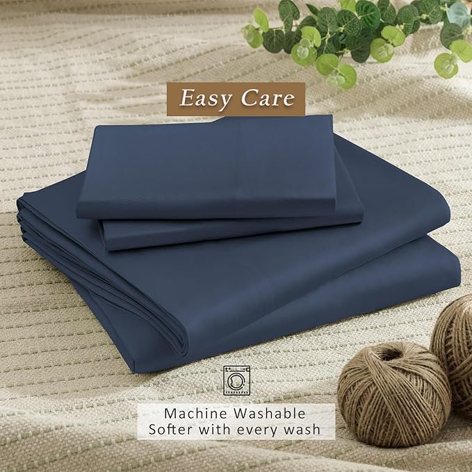TOSMO Luxury Cooling Sheet Set - 100% Viscose from Bamboo, 4-Piece Bedding Set (King Size) - 18” Extra Deep Pockets, Oeko-Tex Certified, Silky Soft and Breathable, Slate
