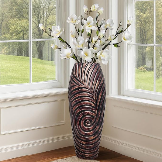 Tall Floor Vase, Brown Vintage Home Decor Vases, 19.7 inch Resin Vase for Living Room Decoration, Fireplace, Entryway,Bedroom, Hotel, Patio Decoration
