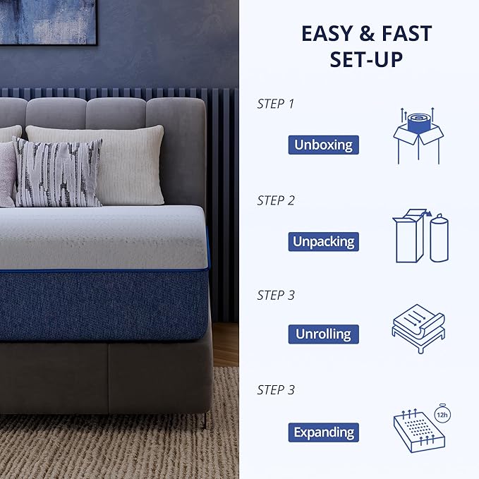 EGOHOME 10 Inch Twin Mattress, Gel Memory Foam with Charcoal, Fiberglass Free, CertiPUR-US Certified, Temperature-Regulating, Machine Washable Cover, 75" x 38" x 10", Medium