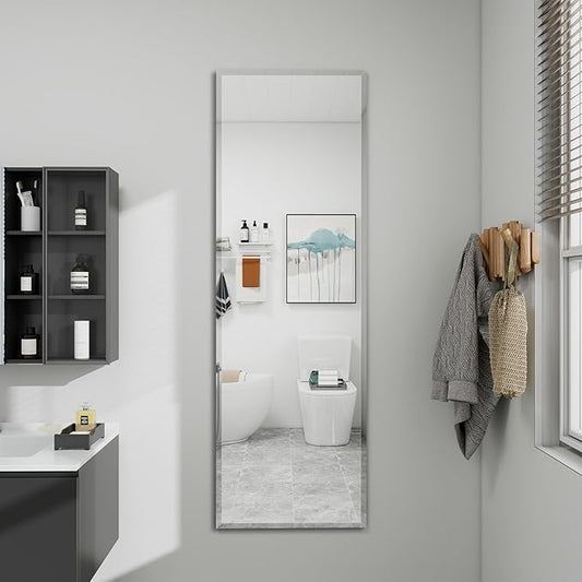 Full Length Mirror Door Hanging, 65X24 Full Length Hanging,Beveled Mirror Frameless，Bedroom, Wardrobe, Door (65 * 24 Inch)