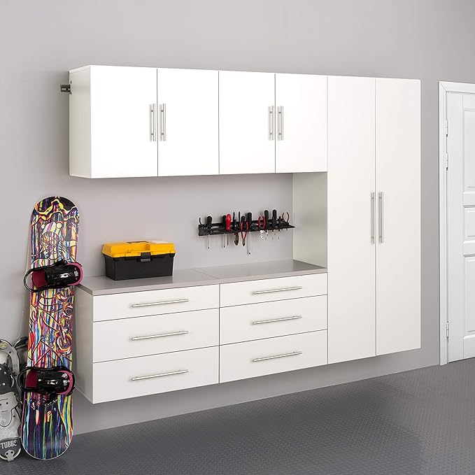 Prepac HangUps 30" Large Garage Cabinet, Bathroom Cabinet Wall Mount, Ideal for Garage, Kitchen and Laundry Organization 30" W x 72" H x 16" D, White