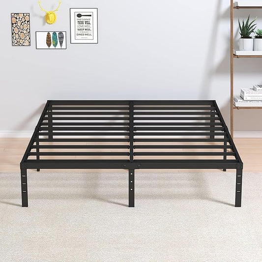 12 Inch Bed Frame Queen Size No Box Spring Needed, Heavy Duty Queen Platform Metal Bed Frame Support Up to 3000 lbs, Easy Assembly, Noise Free, Black