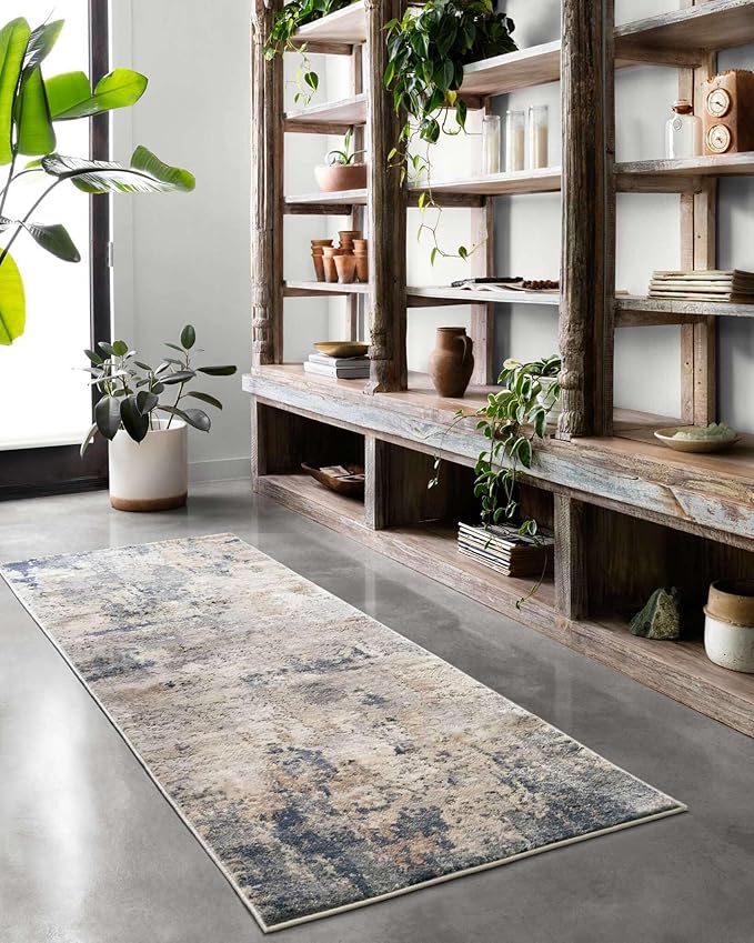 Loloi Teagan Collection TEA-06 Sand/Mist 6'-7" x 9'-2" Area Rug, Large, Soft Neutral Rug, High-Traffic for Living Room, Bedroom, Home Office, Dining Area