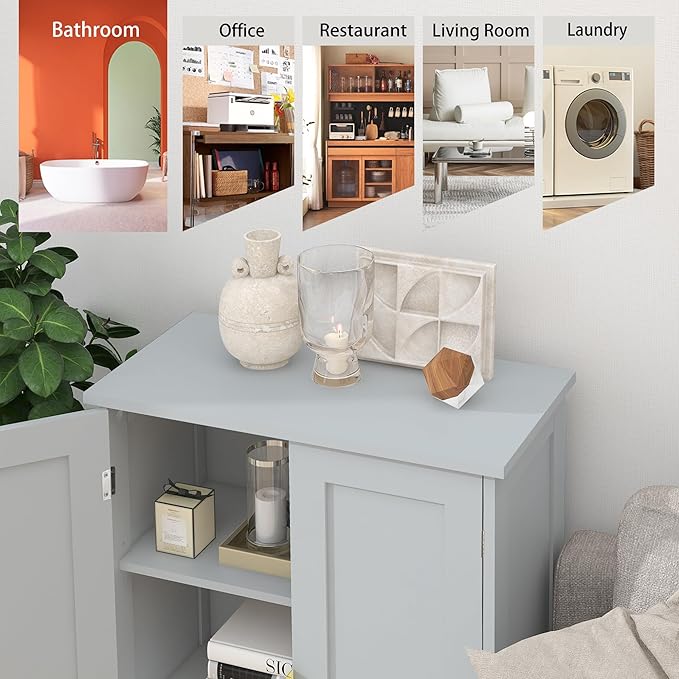 TaoHFE Grey Bathroom Storage Cabinet,Bathroom Cabinets Freestanding with 2 Doors,Towel Cabinet for Bathrooms,Restroom Cabinets,Small Storage Cabinet for Office,Restaurant,Living Room
