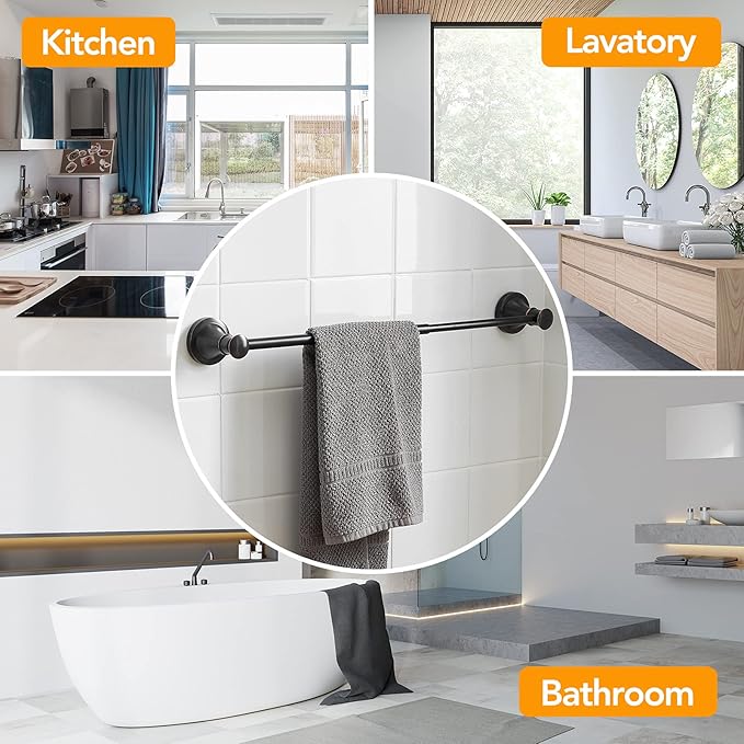 BESy Adjustable Bronze 16 to 28 Inch Bath Towel Bar Rack for Bathroom Towel Holder, Wall Mounted Towel Bar Rod Hanger Bathroom Hardware Accessories Hotel Style, Stainless Steel, Oil Rubbed Bronze