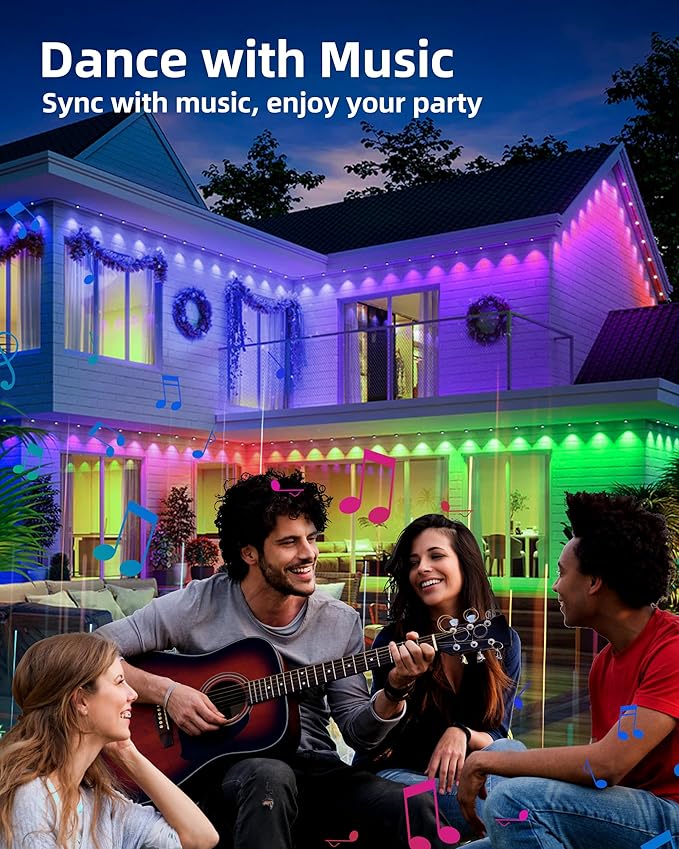 Permanent Outdoor Lights, 111ft with 72 RGBIC LED Light with App Control, Waterproof Permanent Christmas Lights for Outside Roofline Decor, Garden Decor, House,Party, Christmas Decoration