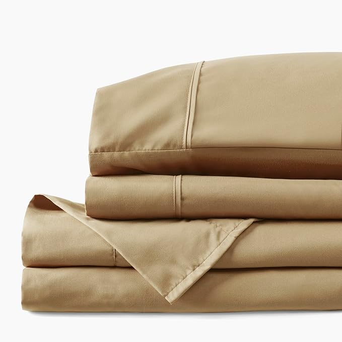 PeachSkinSheets Light Mocha Sheet Set - 1500tc Level of Softness - Extra Soft Cooling Sheets for Hot Sleepers and Night Sweats - XL Twin Size
