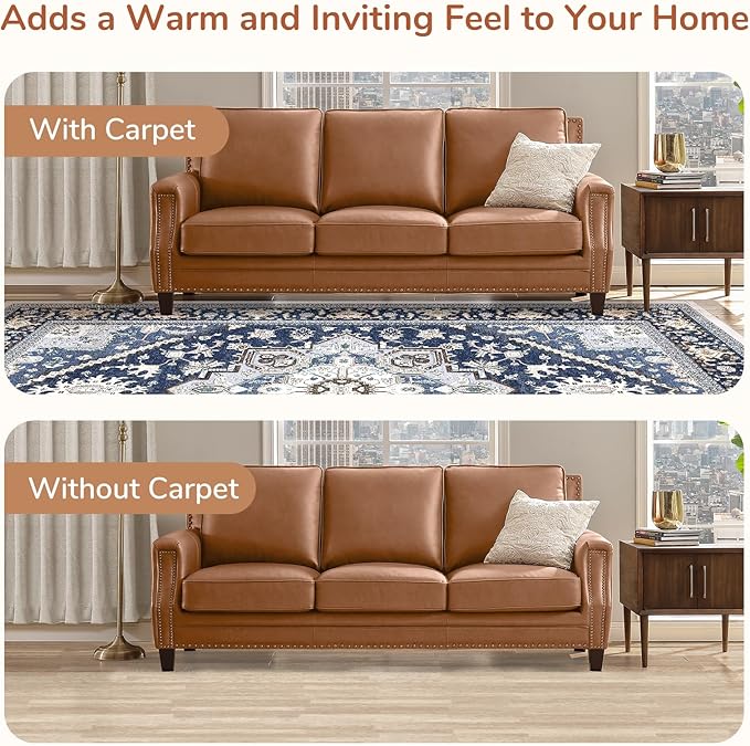 OPPODREAM Thin Entryway Rug 2x10, 2x10 Rug Runner, Washable Hallways Carpet 2 x 10 with Non Slip Backing, Low-Pile Bedside Carpet 2 x 10, Long, Faux Cashmere, Navy Blue & Gold