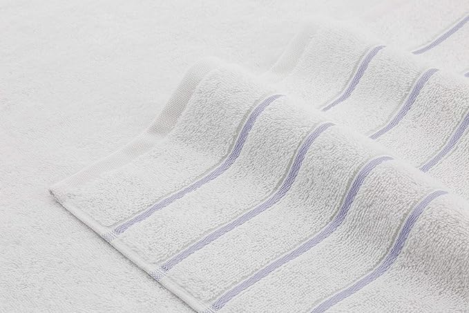 6 Piece White Towel Set, 100% Turkish Cotton Soft Hotel Towels, Quick Dry Turkish Towel Set for Bathroom, Lilac