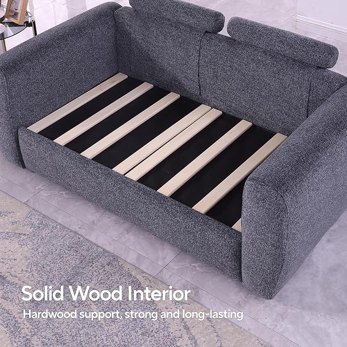 Modern Gray Chenille Fabric Sofa, 86.2" L x 35.4" W x 33.8" H, 3-Seater with Deep Seats and Wide Armrests