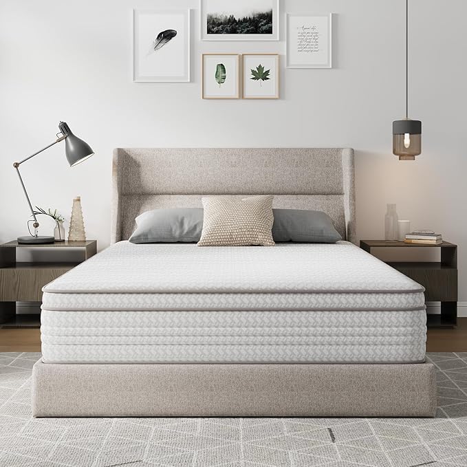 Novilla 12 Inch King Size Mattress, Hybrid King Mattresses in a Box with Smarts™ Coil Pocket Spring for Pressure Relief, Medium Firm Colchones with Comfort Foam, CertiPUR-US Certified