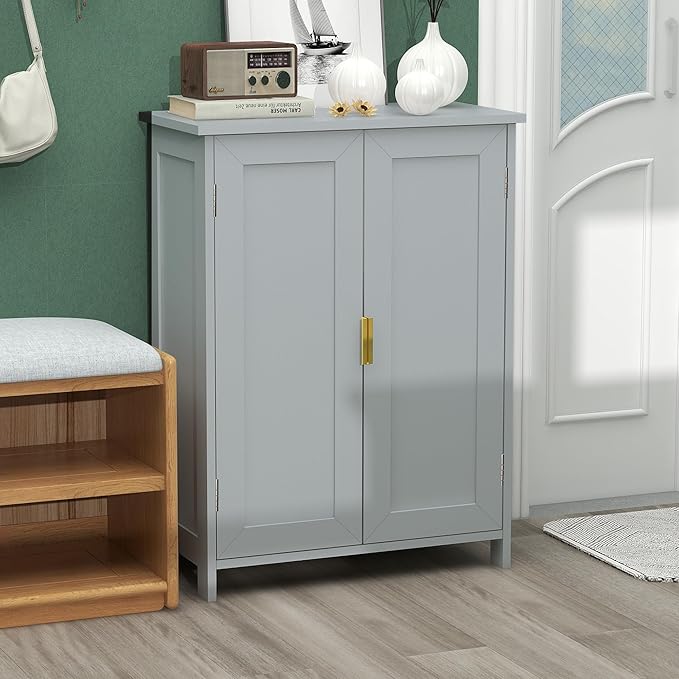 TaoHFE Grey Bathroom Storage Cabinet,Bathroom Cabinets Freestanding with 2 Doors,Towel Cabinet for Bathrooms,Restroom Cabinets,Small Storage Cabinet for Office,Restaurant,Living Room