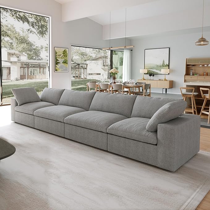 JACH 4-Seats Modular Sectional Couches for Living Room, Modern Convertible Sofa, Cloud Couch, Cushion Covers Removable, Soft Comfy Couch for Living Room Bedroom Apartment (Grey)