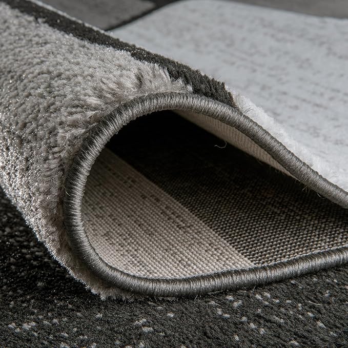 Rugshop Contemporary Modern Boxes for Home Office,Living Room,Bedroom,Kitchen Non-Shedding Area Rug 7' 10" X 10' 2" Gray