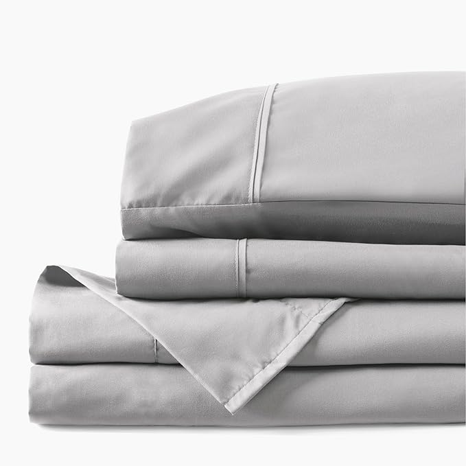 PeachSkinSheets Brushed Silver Sheet Set - 1500tc Level of Softness - Extra Soft Cooling Sheets for Hot Sleepers and Night Sweats - California King Size