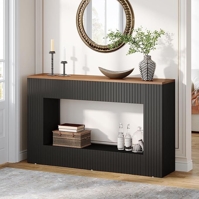 Tribesigns Modern Console Table, 55-Inch Wood Entryway Table with Storage, Narrow Long Sofa Table Behind Couch Table for Living Room, Foyer, Hallway, Black