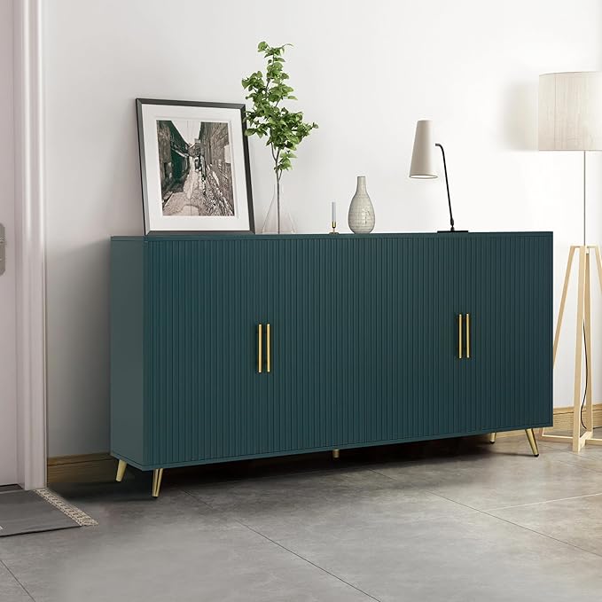 30 Inch Modern Console Table Sofa Table with 4 Doors and Metal Handles, Accent Buffet Sideboard Serving Storage Cabinet with Shelf for Living Room Kitchen