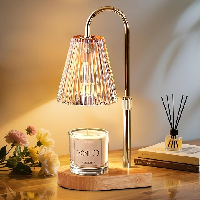Candle Warmer Lamp with Timer Dimmer, Electric Candle Warmer, Bedroom Home Decor, Adjustable Height, Wax Melt Warmer with 2 Bulbs for Jar Candles