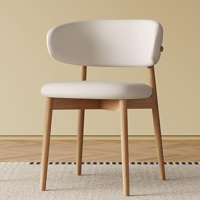 Dining Chairs Set of 2, Modern Faux Leather Dining Wood Legs for Living Kitchen Dining Room