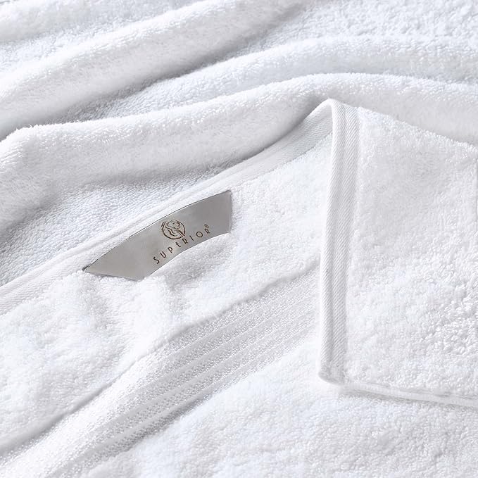 Superior Egyptian Cotton 12-Piece Towel Set, Assorted Towels for Home Bathroom, Guest Bath Decor Essentials, Includes 4 Bath, 4 Hand, 4 Face Towels/Washcloths, Quick Dry, Absorbent - White