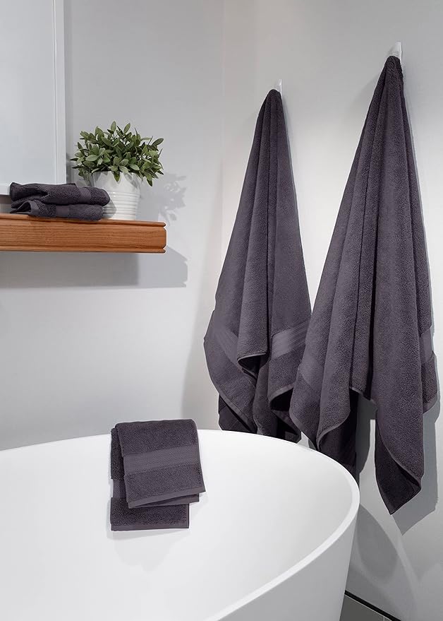 Fabdreams 100% Organic Cotton Bath Sheet Set of 2 700 GSM Oversized Towels Ultra Soft Plush Absorbent Durable Skin-Friendly Spa Hotel Premium Comfort Large 36 x 70 in Charcoal Black