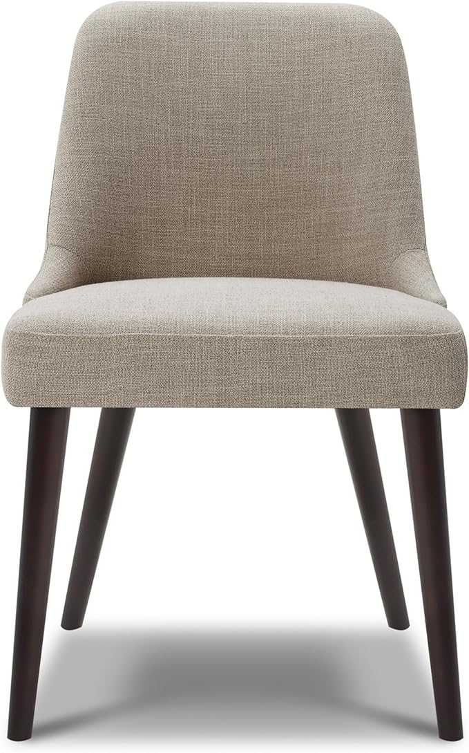 CHITA Mid-Century Modern Dining Chair, Upholstered Fabric Accent Chair for Dining Room, Set of 2, Flax Beige in Fabric