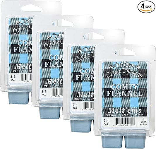 Our Own Candle Company Premium Wax Melt, Comfy Flannel Scent, Handmade in The USA, 24 Cubes (4 Pack, 9.6oz Total)