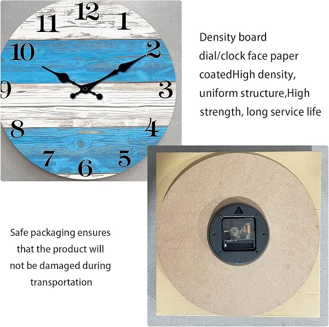 XNM Decorative Wall Clocks Battery Operated 16 Inches or Larger Nautical Clocks Wall Wood Office Wall Clock Silent Non Ticking(No Solid Wood, It is with MDF Material)