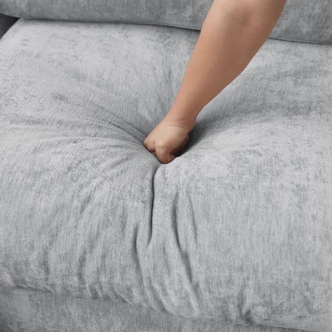 JACH 3-Seater Sectional Couches for Living Room, Deep Seat Modular Sofas, Cloud Sectional Couch, Sofa Covers Washable, Minimalist Modern Sofa for Living Room, Apartment, Light Grey