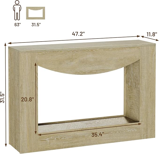 Farmhouse Console Table, 47 Inches Entryway Console Table with LED Light, Sofa Table Behind Couch, Wooden Accent Entryway Table for Living Room, Hallway