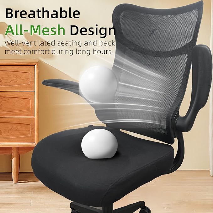 TT Airflex V2 Mesh Ergonomic Super Soft Wide Cushion Office Computer Desk Chair Adjustable Arms (Graphite Black)