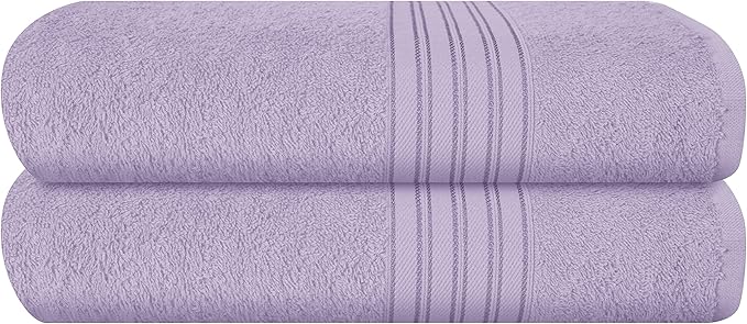 BOUTIQUO 100% Cotton 2 Pack Bath Towel Set 28x55 inches,Eco-Friendly Large Bath Towels,Compact Quickdry Lightweight Soft & Highly Absorbent Bath Towel, Ideal for Everyday Gym Travel Camp Pool - Purple