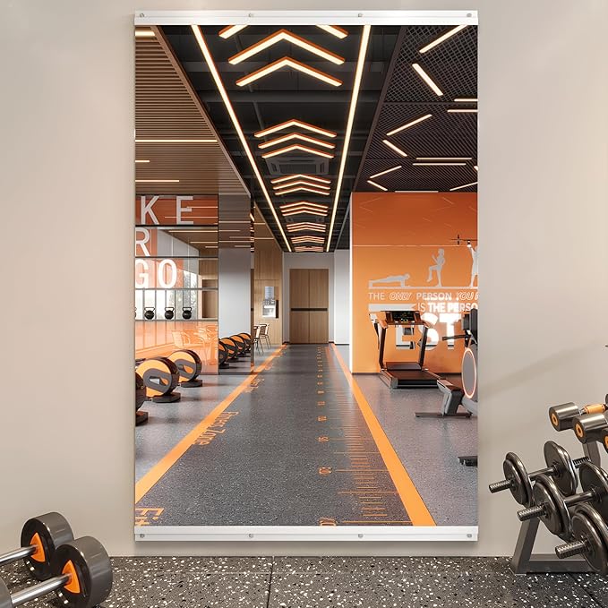 ROOMTEC Home Gym Mirror 60"x36" Frameless Wall Mounted Fitness Mirror, Large Tempered Glass Full Length for Yoga, Dance Studio, Workout Room